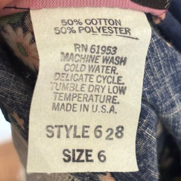 VTG 80s JINELLE Lace Collar Lace Trim Floral Garden Party Dress in Navy SZ 6 - Picture 10 of 12